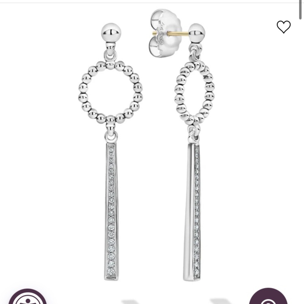 LAGOS Caviar Spark Diamond Linear with Caviar circle top drop earring .29 carat